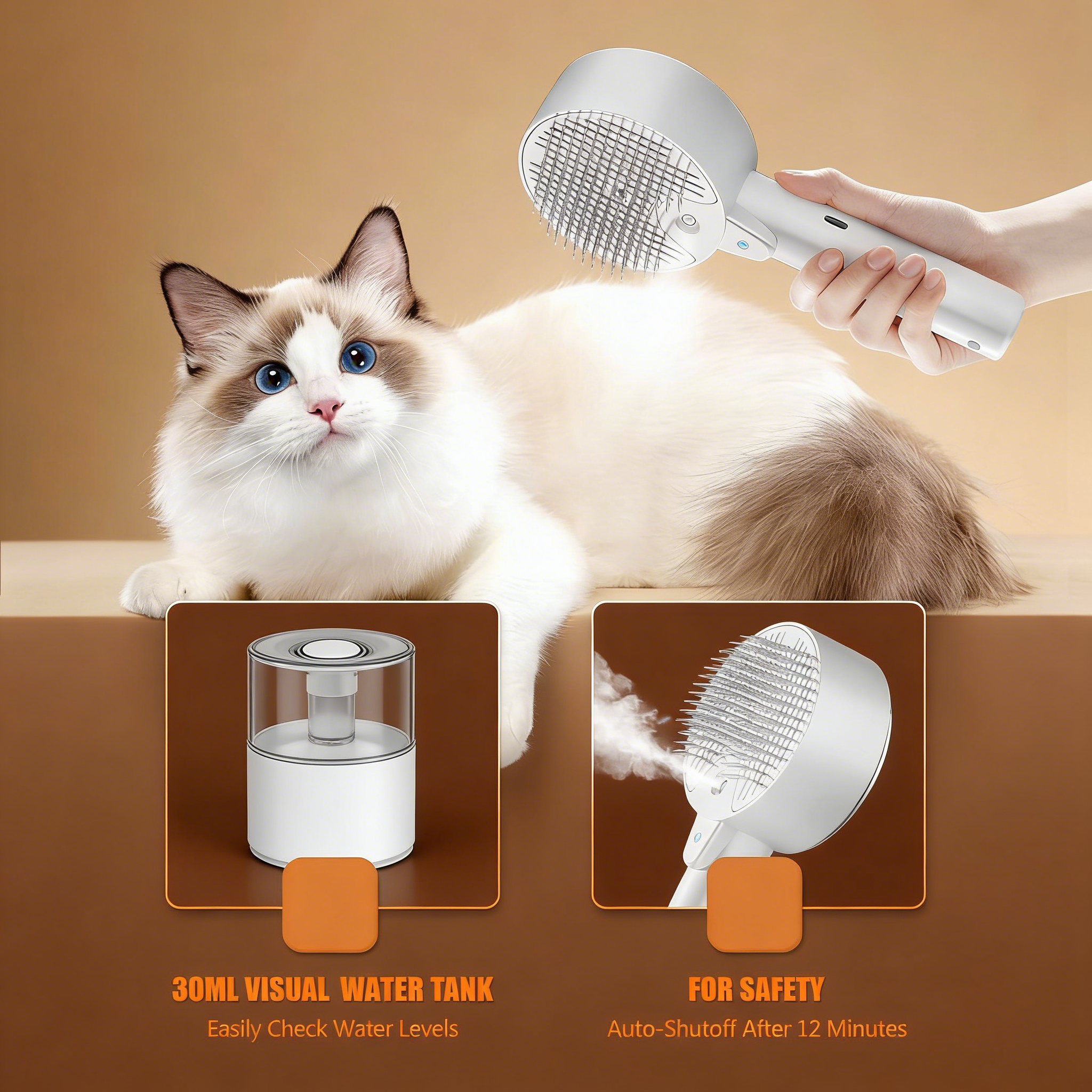 Cloud Care Cat Brush for Indoor Cat Steam Brush