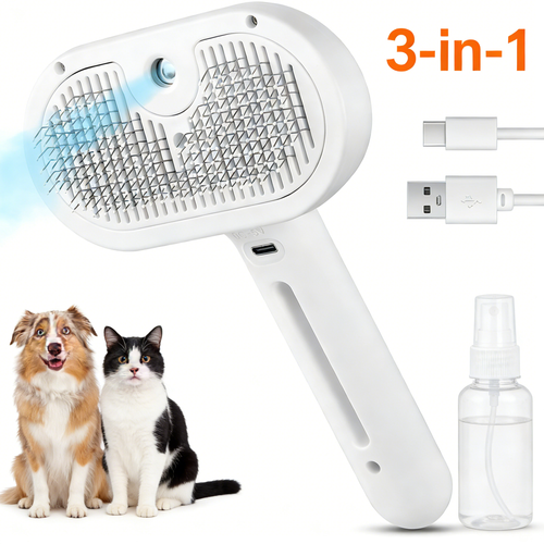 3 in 1 Cat Steam Brush, Pet Steam Brush for Cat Dog Long Short Haired