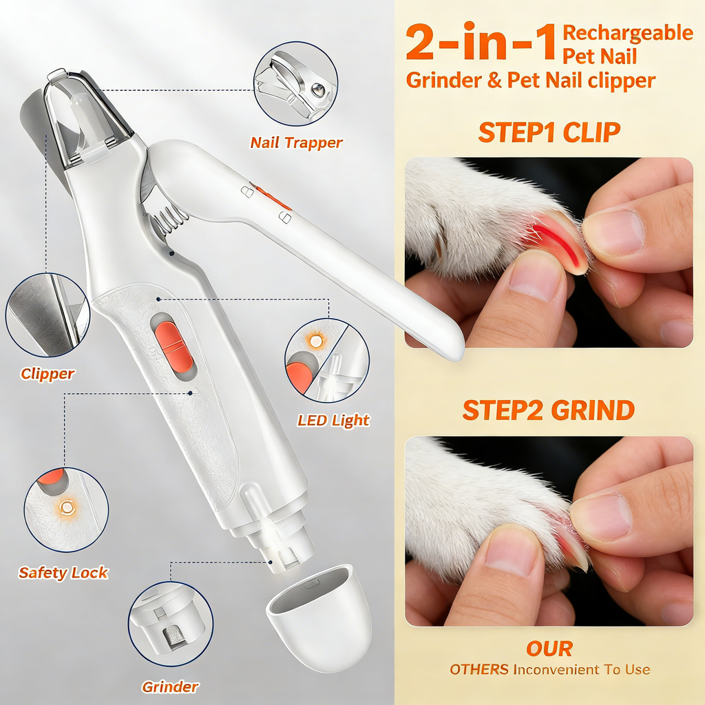 2 in 1 Dog Nail Clippers & Cat Nail Clippers Trimmers for Large Medium Small Dogs Cats